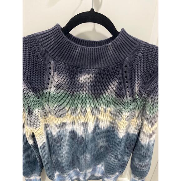 YFB Bernice Sweater // Blue Tide Terra Wash Knit Woven Sz M - Picture 4 of 10